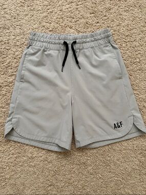 abercrombie kids Light Gray Athletic Shorts with Black Drawstring